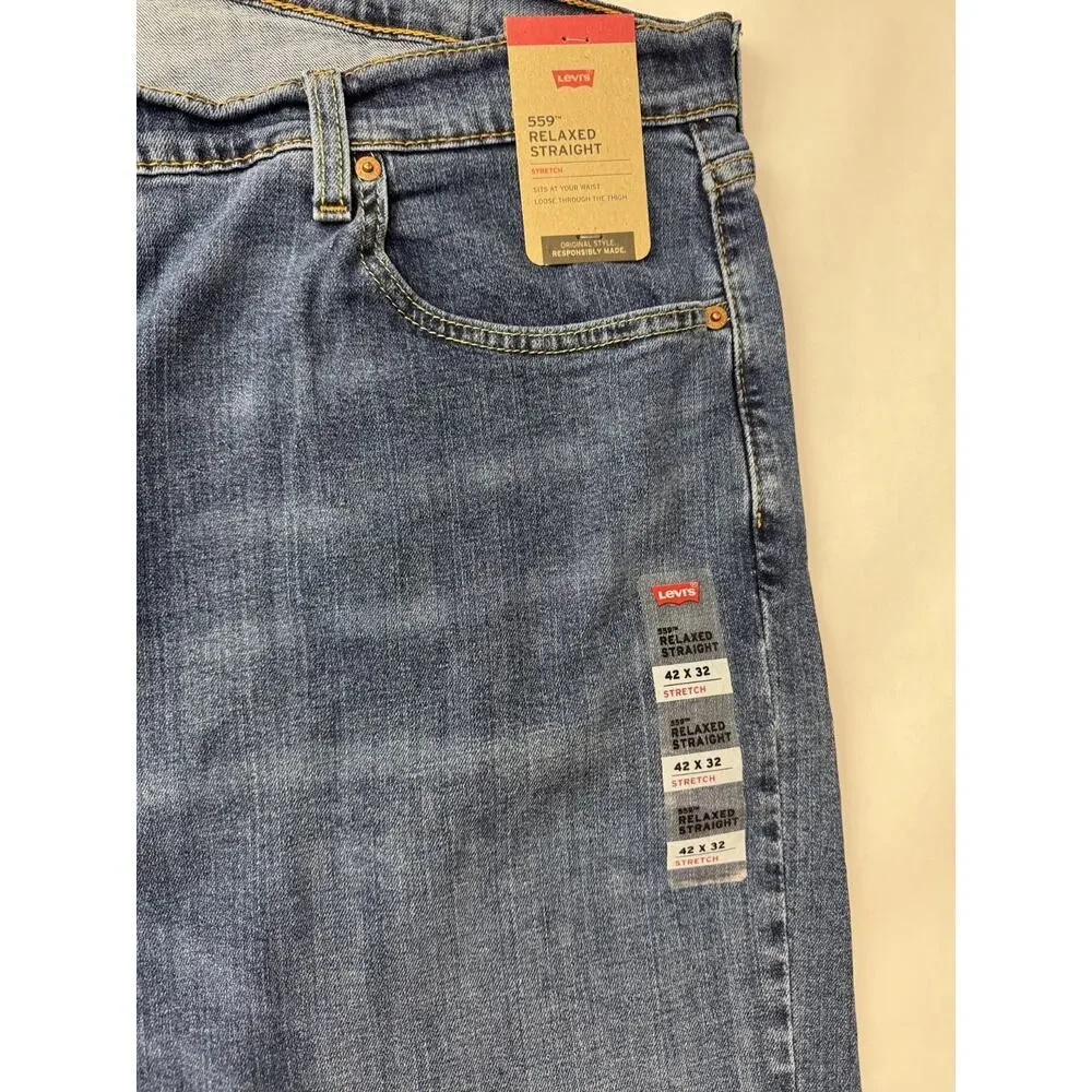 NWT Levi's 559 Relaxed Straight Jeans Blue Medium Wash Baggy Men 42 * 32